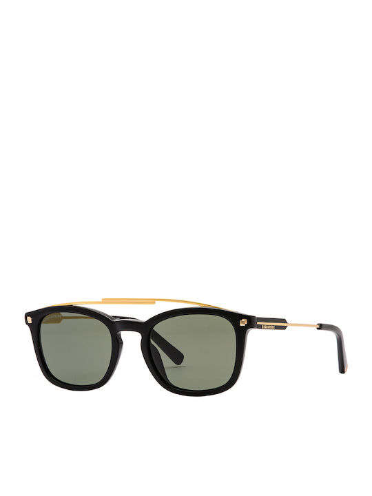 Dsquared2 Мъжки Слънчеви очила с Черно Рамка и Зелен Леща DQ0272 01N