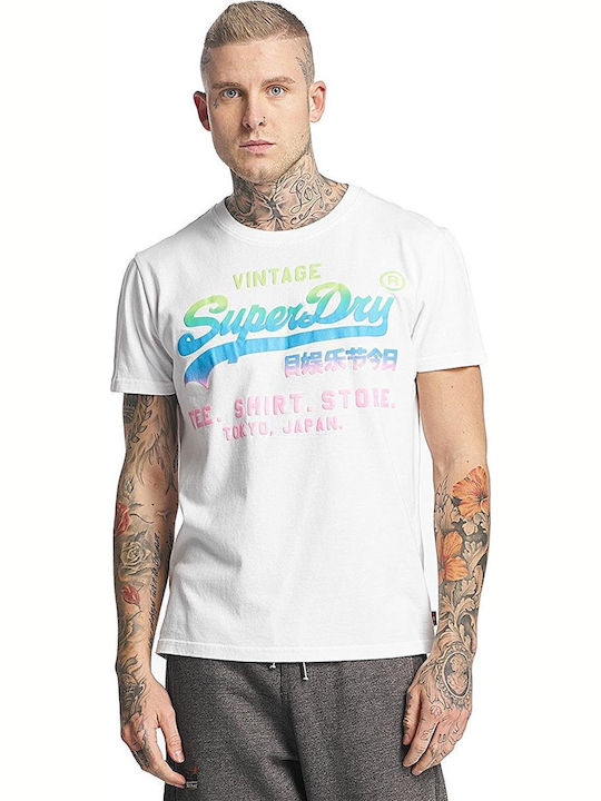 Superdry Vintage Logo Hyper Fade Ανδρικό T-shirt Λευκό με Λογότυπο