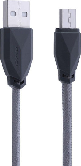 Awei Braided USB 2.0 to micro USB Cable Γκρι 1m (CL-982)