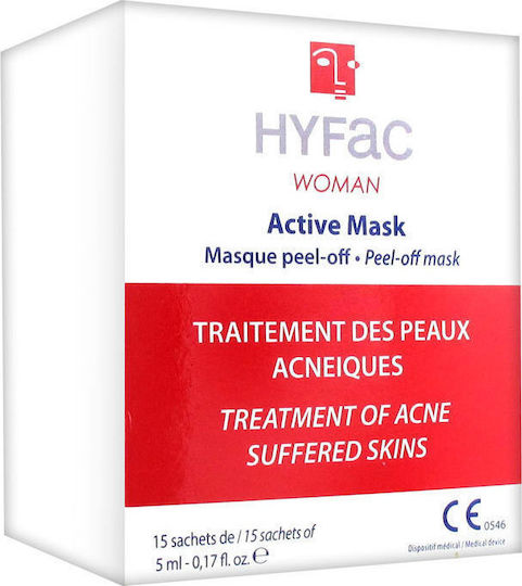 Bailleul Laboratoires Hyfac Woman Active Peel-Off Mască Faciala pentru Exfoliere 15buc 5ml