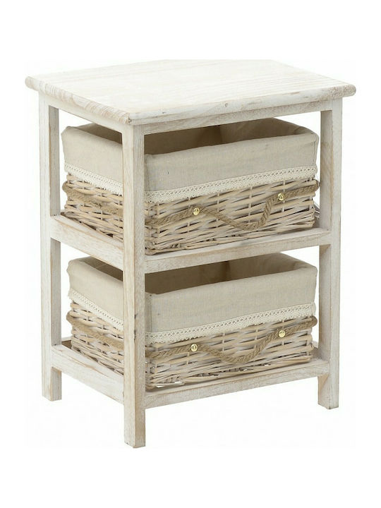 Drawers Storage Made of Wood & Straw with 2 Drawers Natural / White L35xW29xH45cm