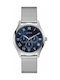 Guess Ανδρικό Ρολόι 40mm Χρονογράφος Μπαταρίας με Ασημί Μεταλλικό Μπρασελέ