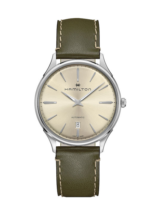 Hamilton Jazzmaster Thinline Мъжки часовник 40мм Автоматичен с Зелената Кожена Каишка
