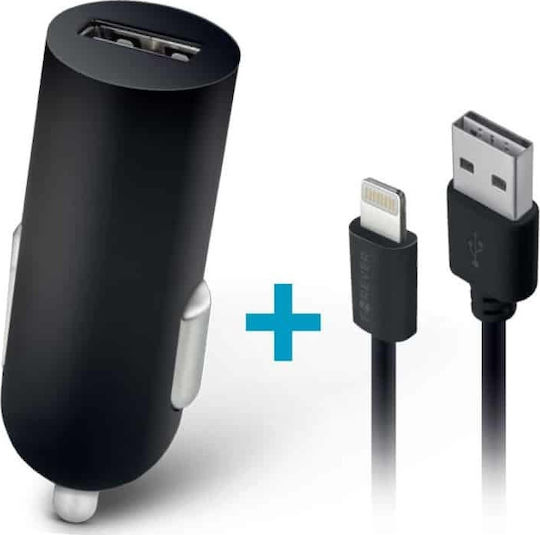 Forever M02 Car Charger 2A with one Port: 1xUSB with Cable Lightning Black Color