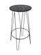 Lara Outdoor Bar Free Standing Metal Table Black 60x60x103cm