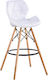 Stool Bar with Backrest Upholstered with Leatherette Margo White 2pcs 55x55x99cm