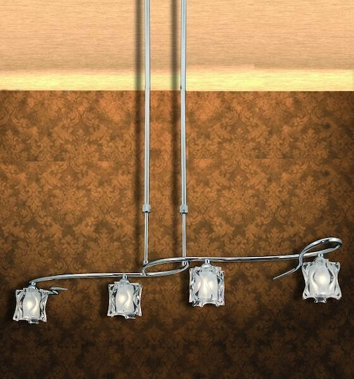 Home Lighting Da Luz Κρεμαστό Φωτιστικό Ασημί Ράγα για 10 Λαμπτήρες G9 85x55εκ.