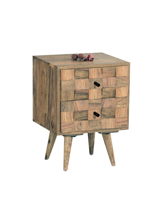 Teka Bedside Table of Solid Wood 40x35x55cm