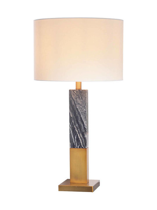 Aca Metal Table Lamp for Socket E27 with Beige Shade and Multicolored Base