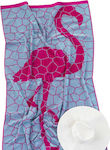 Palamaiki Flamingo Beach Towel Cotton Turquoise 160x95cm.