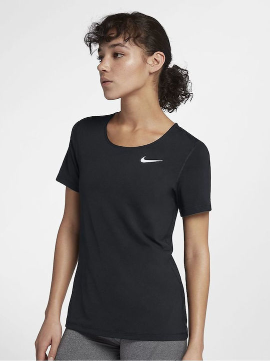Nike Pro Feminin Sport Tricou cu Transparență Negru