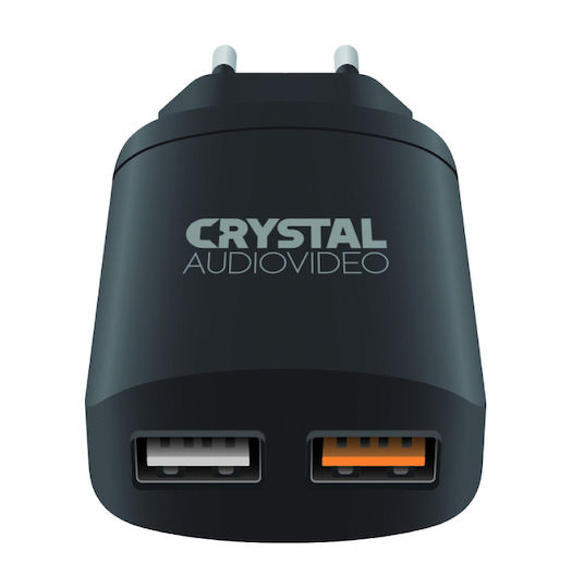 Crystal Audio Φορτιστής Χωρίς Καλώδιο με 2 Θύρες USB-A Μαύρος (QP2)