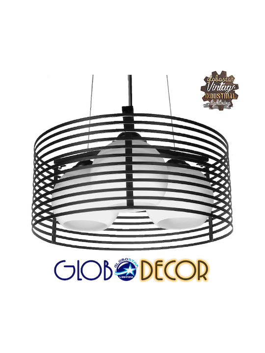 GloboStar Industrial Kevia Deckenleuchte Schwarz Raster mit Lampenbirnensockel E27 40x40x17.5cm