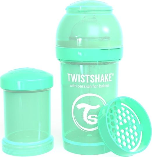 Twistshake Πλαστικό Μπιμπερό Pastel Green Μπιμπερό Κατά των Κολικών Κατά των Κολικών με Θηλή Σιλικόνης Πράσινο 180ml