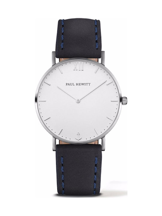 Paul Hewitt Sailor Line Watch Battery with Black Leather Strap