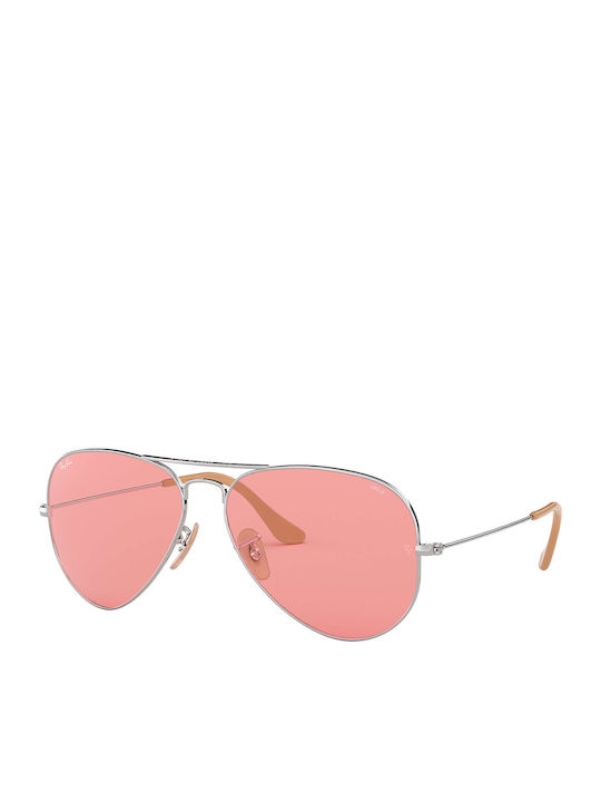 Ray Ban Aviator Unisex Γυαλιά Ηλίου με Ασημί Με...