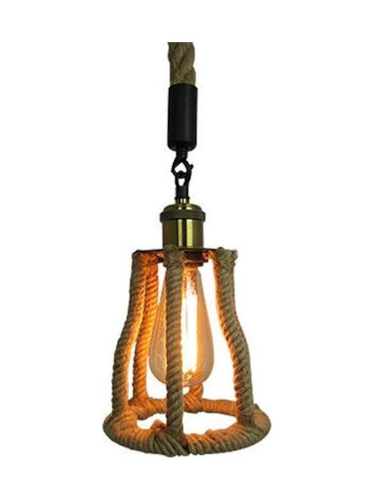 GloboStar Pendant Light Suspension with Rope for Socket E27 Brown