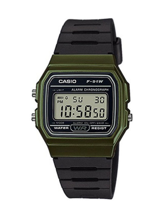 Casio Collection Ψηφιακό Ανδρικό Ρολόι 38mm Μπαταρίας με Μαύρο Καουτσούκ Λουράκι