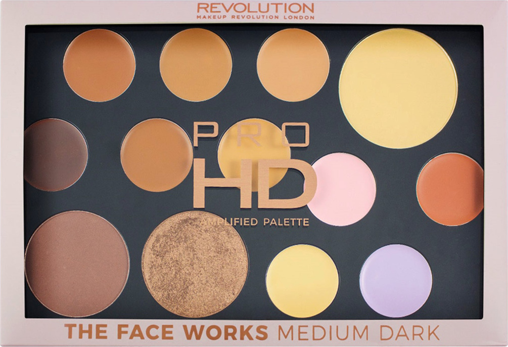 Revolution Beauty Pro HD Palette Face Works Medium/Dark Finish Powder