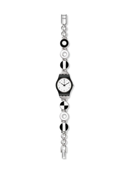 Swatch Blackiniere Watch with Silver Metal Bracelet