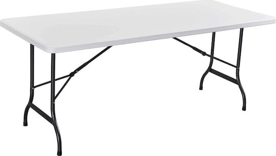 Plastic Garden and Terrace Table Catering Outdoor Foldable with Metal Frame White 180x74x74cm