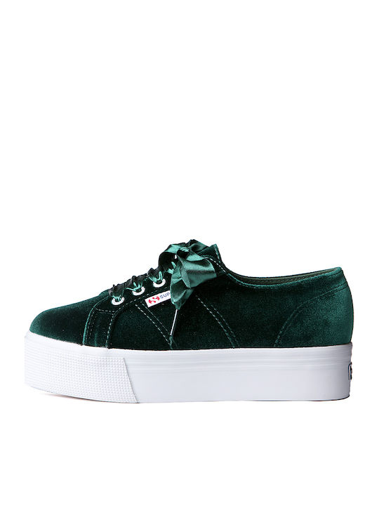 Superga 2790 Shiny Velvet W Lizzy Women s Flatforms Sneakers Green