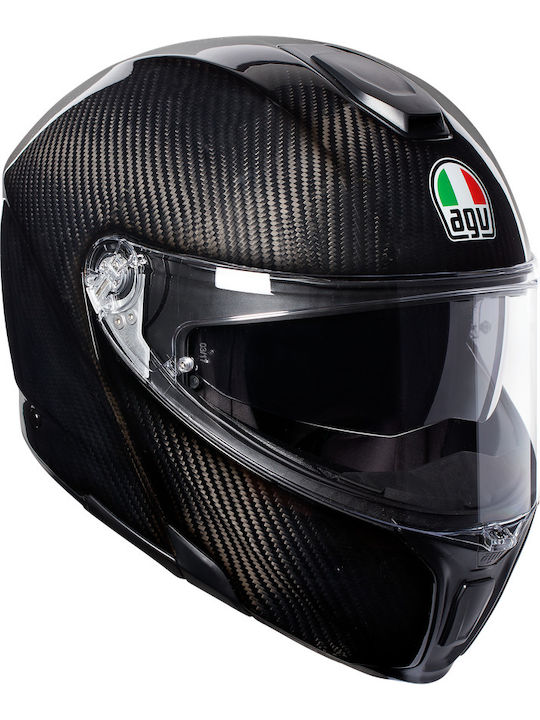 AGV Sportmodular Flip-Up Helmet with Pinlock and Sun Visor DOT / ECE 22.05 1340gr Glossy Carbon