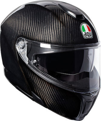 AGV Sportmodular Flip-Up Helmet with Pinlock and Sun Visor DOT / ECE 22.05 1340gr Glossy Carbon