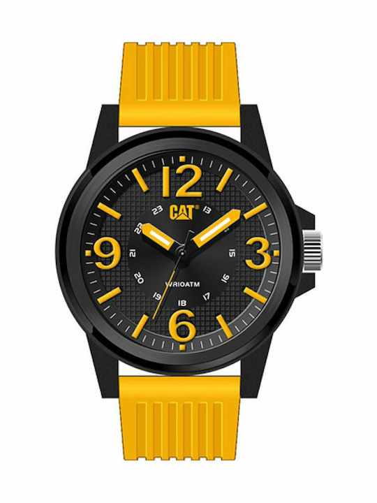 CAT Groovy Men's Watch 44.5mm Battery with Yellow Rubber Strap
