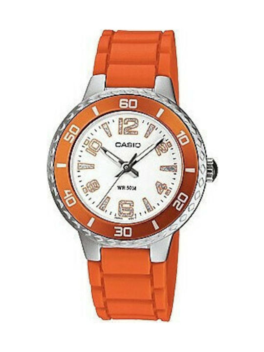 Casio Uhr mit Orange Kautschukarmband LTP-1331-4A