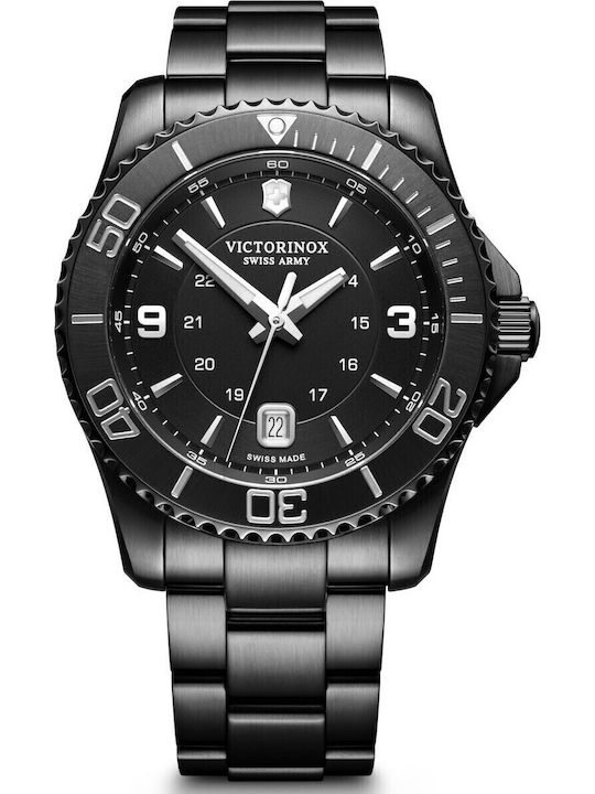 Victorinox Maverick Ανδρικό Ρολόι 43mm Μπαταρίας με Μαύρο Μεταλλικό Μπρασελέ