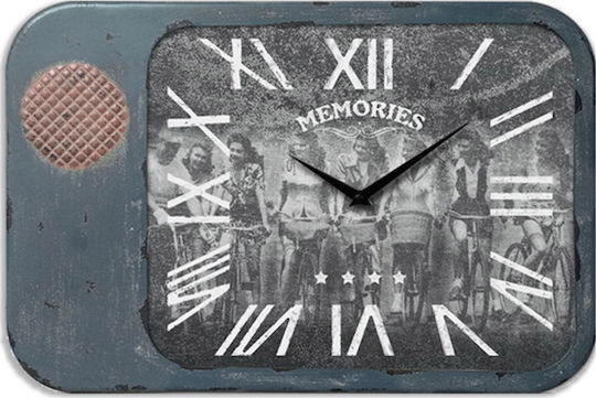 Zaros Memories Ceas de Perete Metalic Albastru 33x22cm