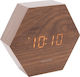 Karlsson Hexagon Wood Tabletop Digital Clock with Alarm KA5651DW