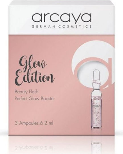 Arcaya Glow Edition Feuchtigkeitsspendendes & Anti-Aging Serum Booster für das Gesicht mit Hyaluronsäure für Aufhellung & Festigung 3x2ml
