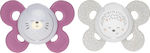 Chicco Orthodontic Pacifiers Silicone Physio Comfort Night 16-36m Ροζ Σιλικόνης Night with Case for 16+ months 2pcs