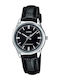 Casio Women's Watch with Black Leather Strap