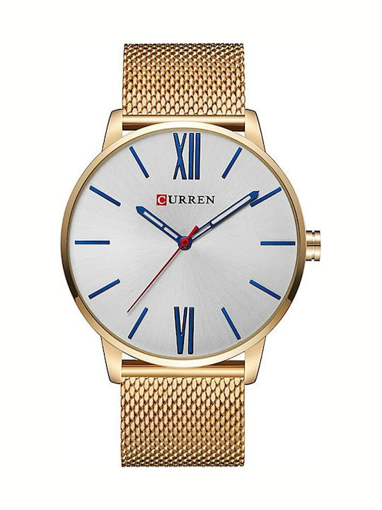 Curren Herrenuhr 44mm Batterie mit Gold Metalla...