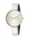 Watch with White Leather Strap