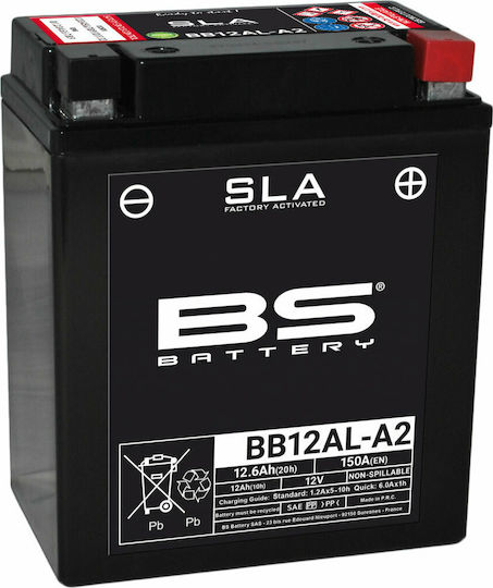 BS SLA GEL Motorcycle Battery YB12AL-A2 150A with Capacity 12.6Ah