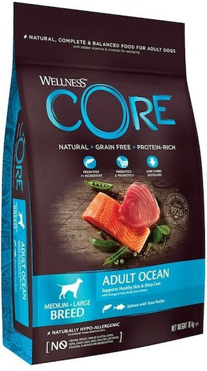 Wellness Core Grain Free Adult Ocean Salmon & Tuna 10kg Dry Food Grain-Free for Adult Dogs with Salmon and Tuna