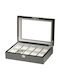 Rothenschild Wooden Case with transparent lid for 20 watches in Black color RS-2071-10CA