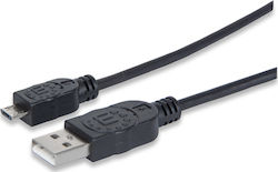 Manhattan 393874 Regular USB 2.0 σε micro USB 1m Μαύρο