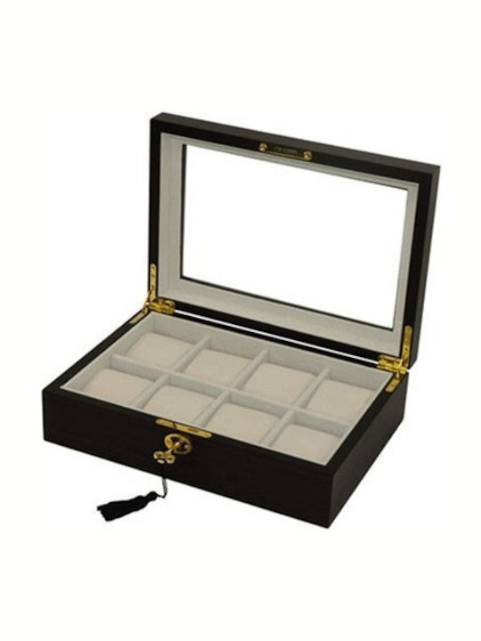 Rothenschild Wooden Case with transparent lid for 8 watches in Black color RS-2105-8E