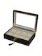 Rothenschild Wooden Case with transparent lid for 8 watches in Black color RS-2105-8E