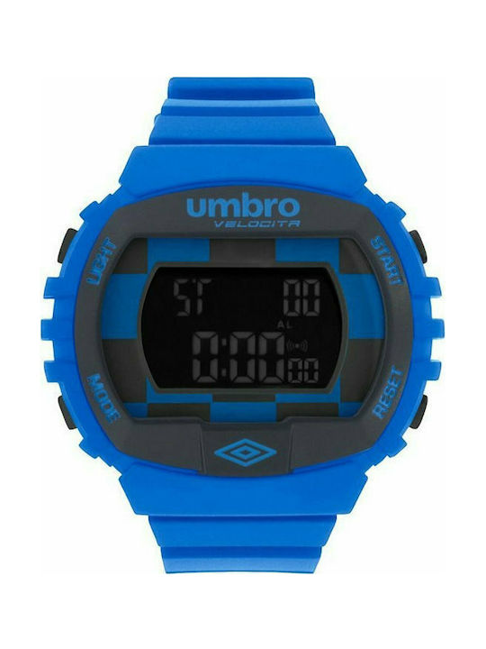 Umbro Velocita Chronograph Digital Uhr Chronograph Batterie mit Blau Kautschukarmband