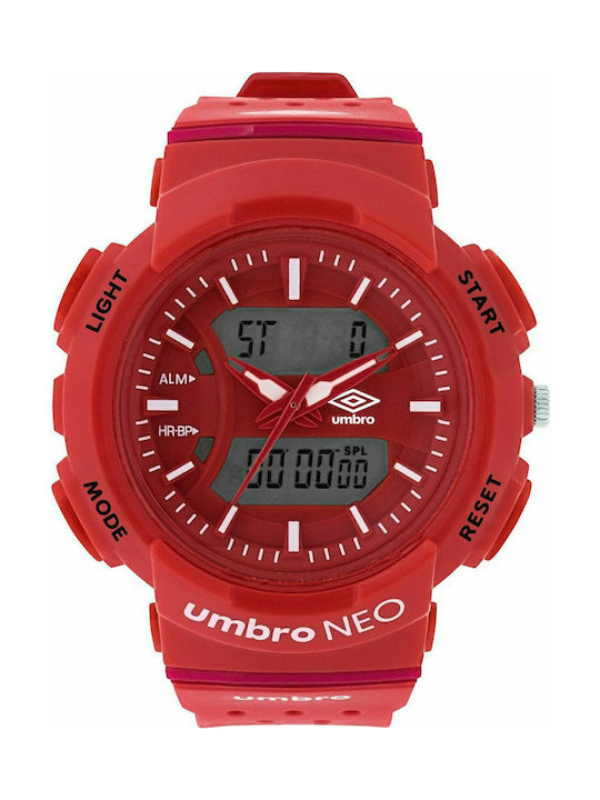 Umbro Neo Dual Time Digital Uhr Chronograph mit Rot Kautschukarmband