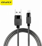 Awei CL-87 Geflochten USB-A zu Lightning Kabel Schwarz 1m