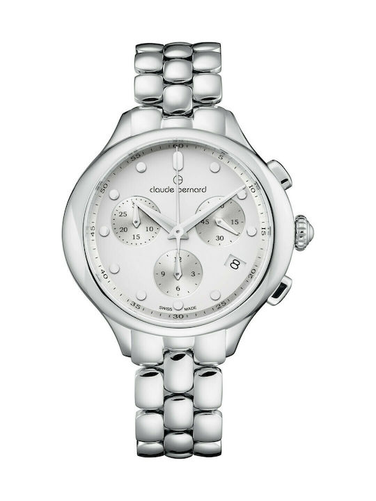 Claude Bernard Dress Code Watch Chronograph with Silver Metal Bracelet