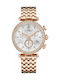 Claude Bernard Dress Code Crystals Watch Chronograph with Pink Gold Metal Bracelet