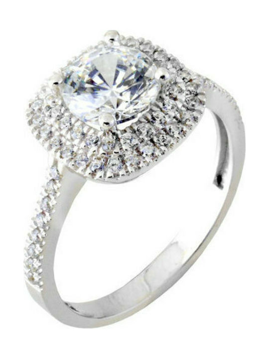 14K White gold ring with cubic zirconia